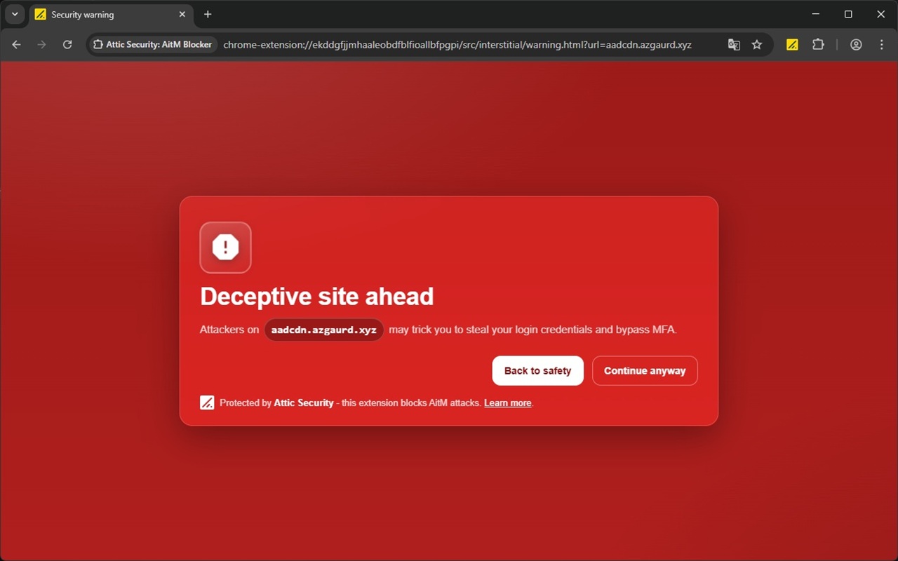 Attic AiTM Blocker Chrome extensie